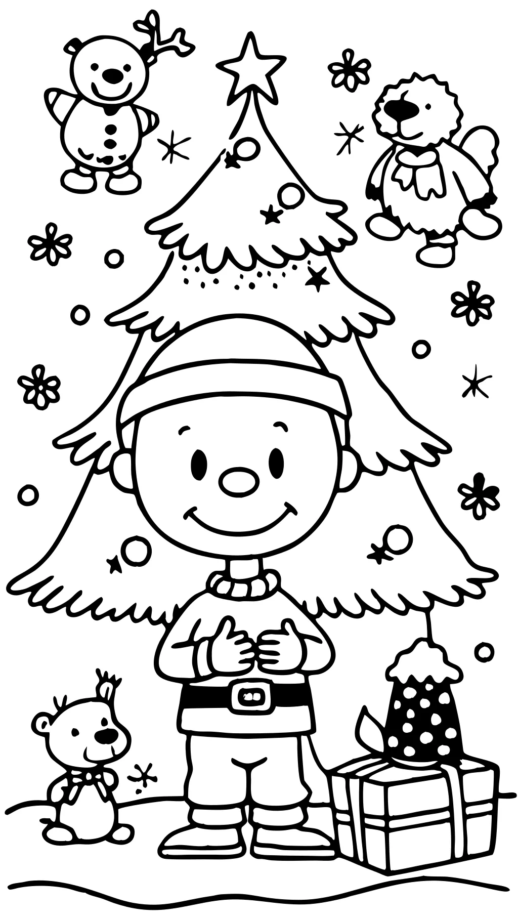 Charlie Brown Página para colorear de Navidad